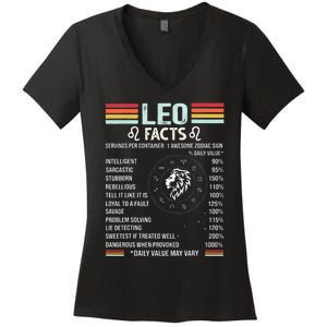 Retro Leo Zodiac Sign Astrology July August Birthday Leo Women's V-Neck T-Shirt