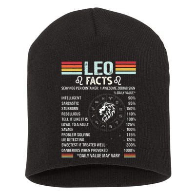 Retro Leo Zodiac Sign Astrology July August Birthday Leo Short Acrylic Beanie