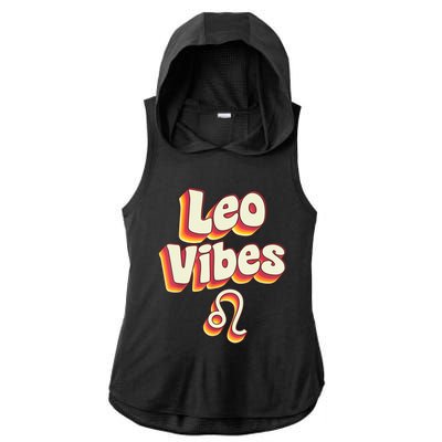 Retro Leo Zodiac Sign astrology July August Birthday Leo Ladies PosiCharge Tri-Blend Wicking Draft Hoodie Tank