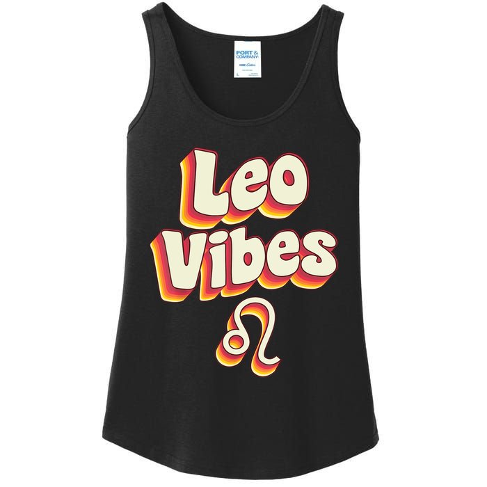 Retro Leo Zodiac Sign astrology July August Birthday Leo Ladies Essential Tank