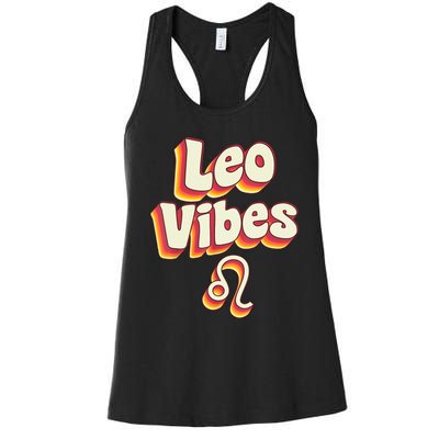 Retro Leo Zodiac Sign astrology July August Birthday Leo Women's Racerback Tank