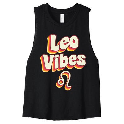 Retro Leo Zodiac Sign astrology July August Birthday Leo Women's Racerback Cropped Tank