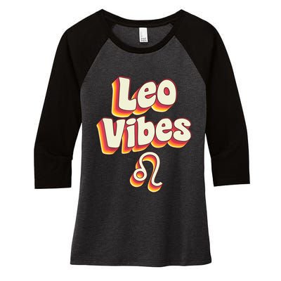 Retro Leo Zodiac Sign astrology July August Birthday Leo Women's Tri-Blend 3/4-Sleeve Raglan Shirt