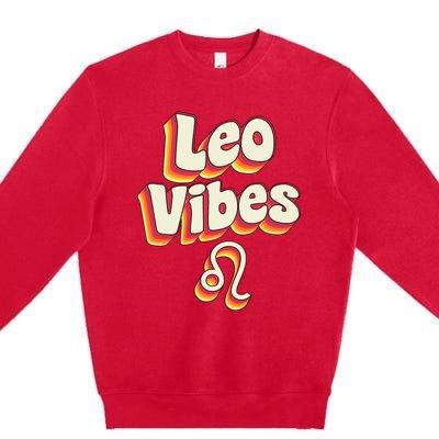 Retro Leo Zodiac Sign Astrology July August Birthday Leo Premium Crewneck Sweatshirt