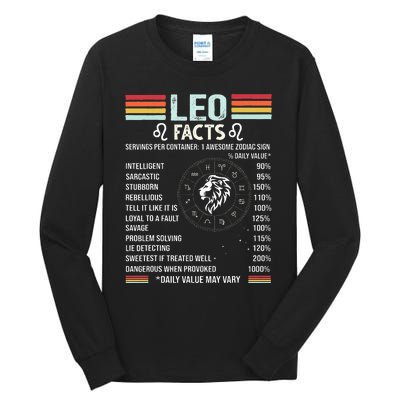 Retro Leo Zodiac Sign Astrology July August Birthday Leo Tall Long Sleeve T-Shirt