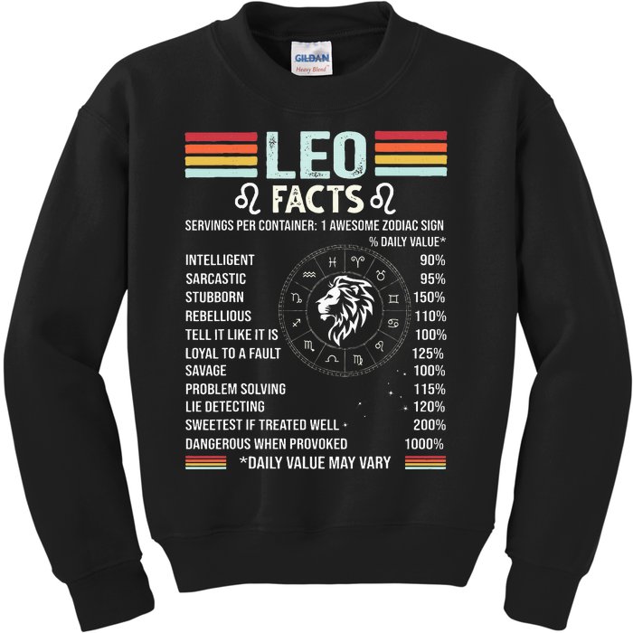 Retro Leo Zodiac Sign Astrology July August Birthday Leo Kids Sweatshirt