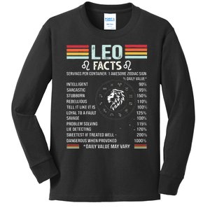 Retro Leo Zodiac Sign Astrology July August Birthday Leo Kids Long Sleeve Shirt