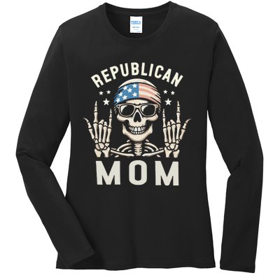 Republican Mom 2024 Election Skeleton Ladies Long Sleeve Shirt