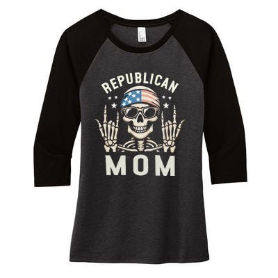 Republican Mom 2024 Election Skeleton Women's Tri-Blend 3/4-Sleeve Raglan Shirt