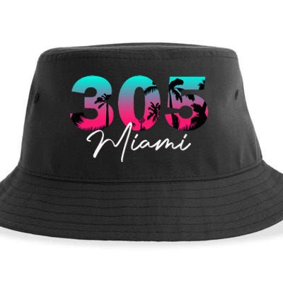 Retro Miami 305 Flamingo Colors Sustainable Bucket Hat