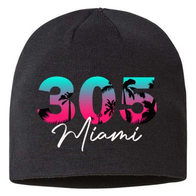 Retro Miami 305 Flamingo Colors Sustainable Beanie