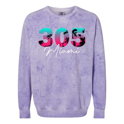 Retro Miami 305 Flamingo Colors Colorblast Crewneck Sweatshirt