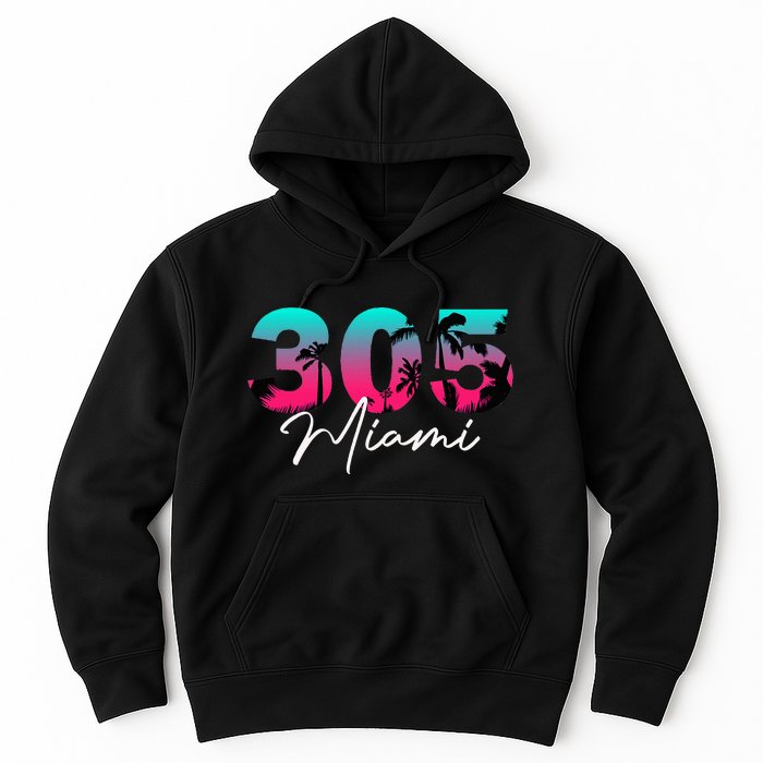 Retro Miami 305 Flamingo Colors Hoodie