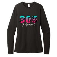 Retro Miami 305 Flamingo Colors Womens CVC Long Sleeve Shirt