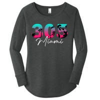 Retro Miami 305 Flamingo Colors Women's Perfect Tri Tunic Long Sleeve Shirt