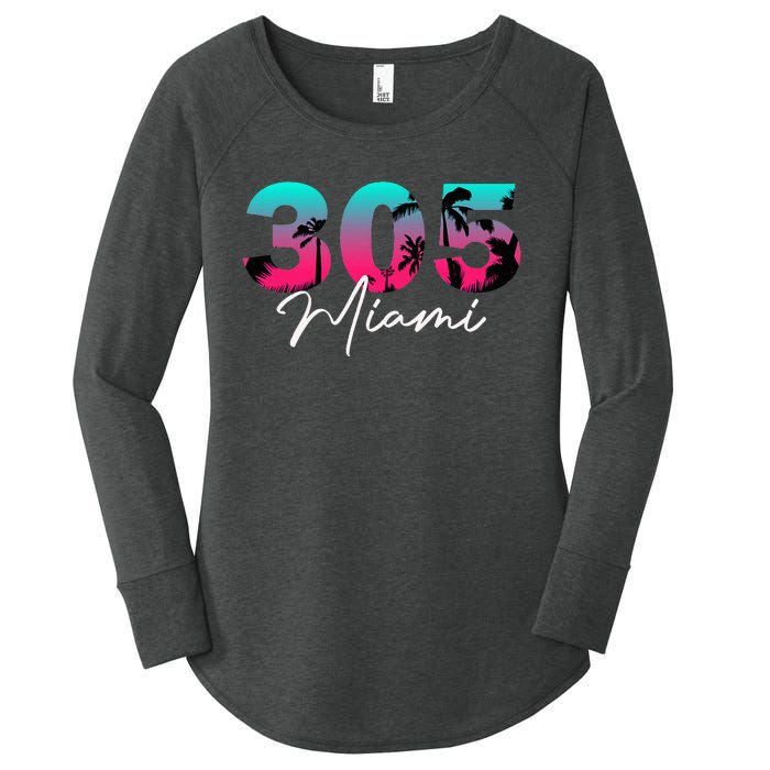 Retro Miami 305 Flamingo Colors Women's Perfect Tri Tunic Long Sleeve Shirt