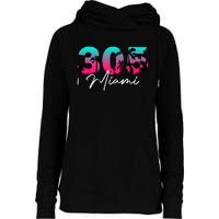 Retro Miami 305 Flamingo Colors Womens Funnel Neck Pullover Hood