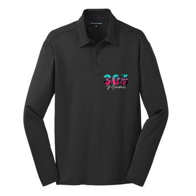 Retro Miami 305 Flamingo Colors Silk Touch Performance Long Sleeve Polo