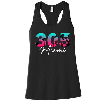 Retro Miami 305 Flamingo Colors Women's Racerback Tank