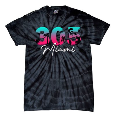 Retro Miami 305 Flamingo Colors Tie-Dye T-Shirt