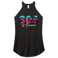 Retro Miami 305 Flamingo Colors Women's Perfect Tri Rocker Tank