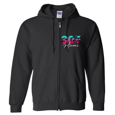 Retro Miami 305 Flamingo Colors Full Zip Hoodie