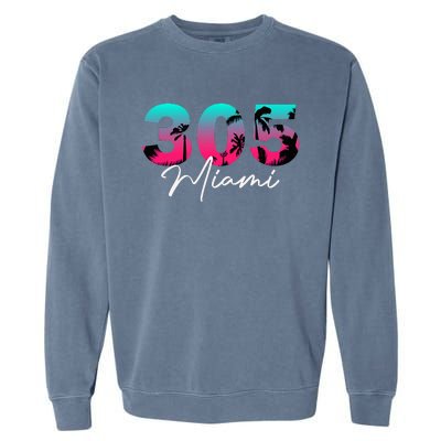 Retro Miami 305 Flamingo Colors Garment-Dyed Sweatshirt