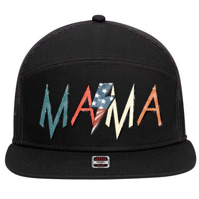 Rocker Mama 4th Of July Mom Mother's Day 7 Panel Mesh Trucker Snapback Hat