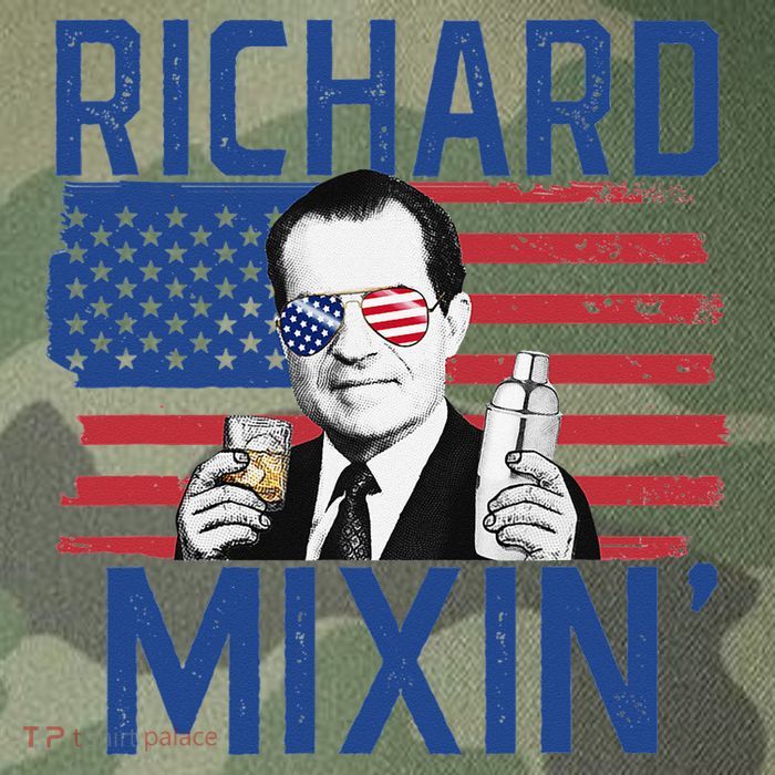 Richard Mixin' 4th Of July Funny Drinking President Nixon Legacy Tie Dye Trucker Hat