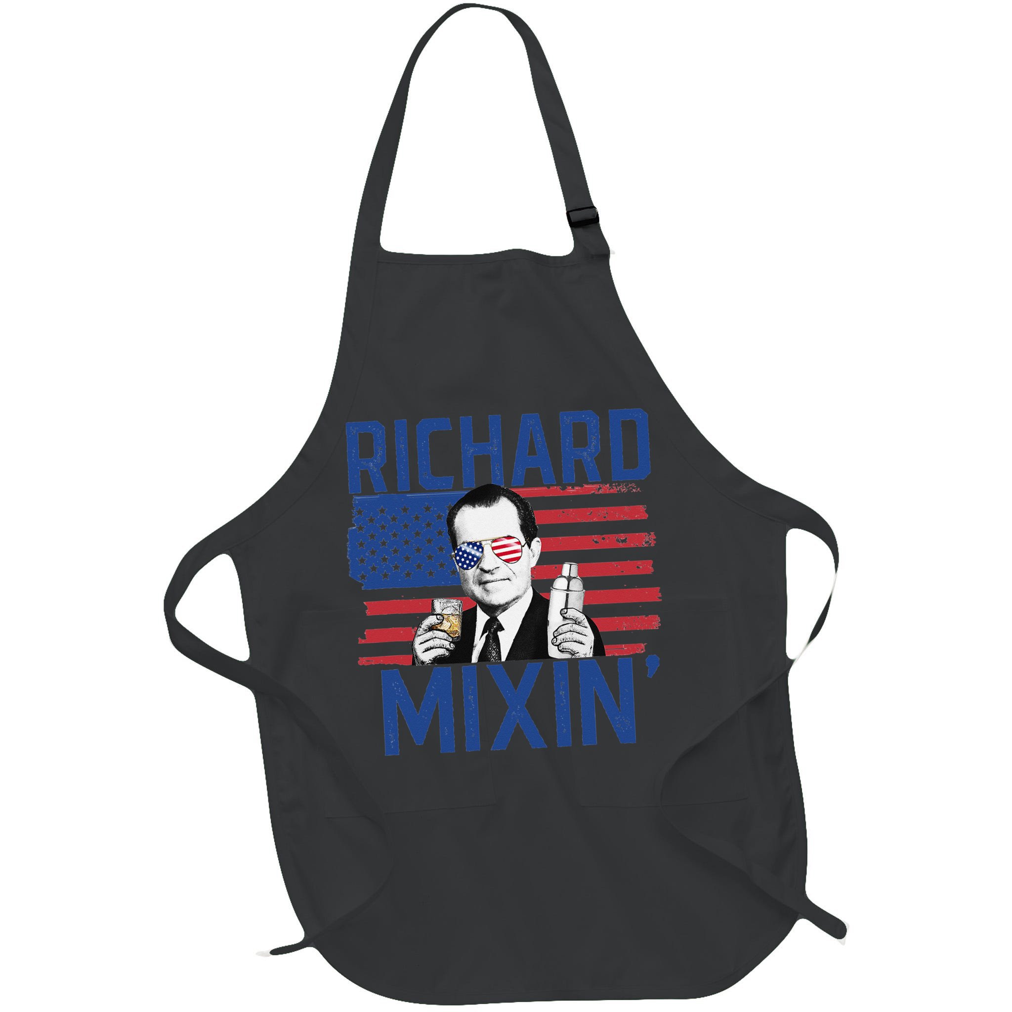 Richard Mixin' 4th Of July Funny Drinking President Nixon Apron