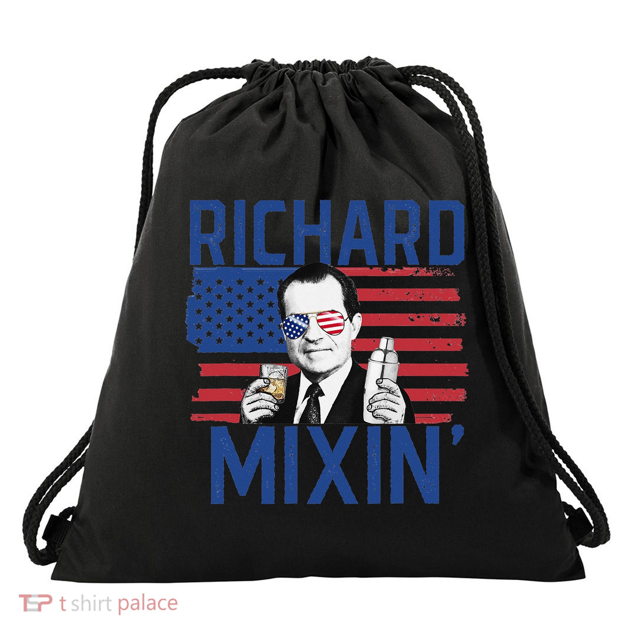 Richard Mixin' 4th Of July Funny Drinking President Nixon Drawstring Bag