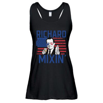 Richard Mixin' 4th Of July Funny Drinking President Nixon Ladies Essential Flowy Tank