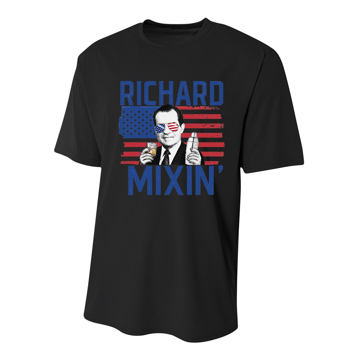 Richard Mixin' 4th Of July Funny Drinking President Nixon Youth Performance Sprint T-Shirt