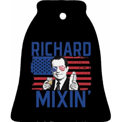 Richard Mixin' 4th Of July Funny Drinking President Nixon Ceramic Bell Ornament