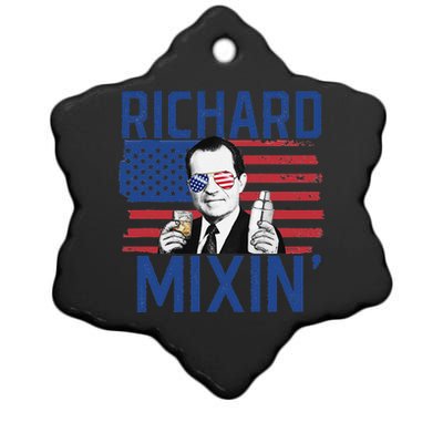 Richard Mixin' 4th Of July Funny Drinking President Nixon Ceramic Star Ornament