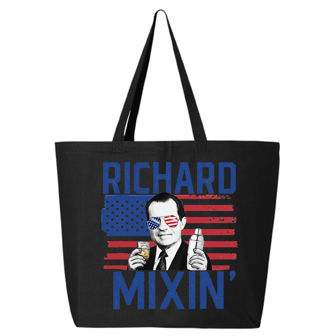 Richard Mixin' 4th Of July Funny Drinking President Nixon 25L Jumbo Tote