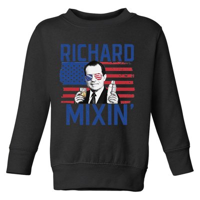 Richard Mixin' 4th Of July Funny Drinking President Nixon Toddler Sweatshirt