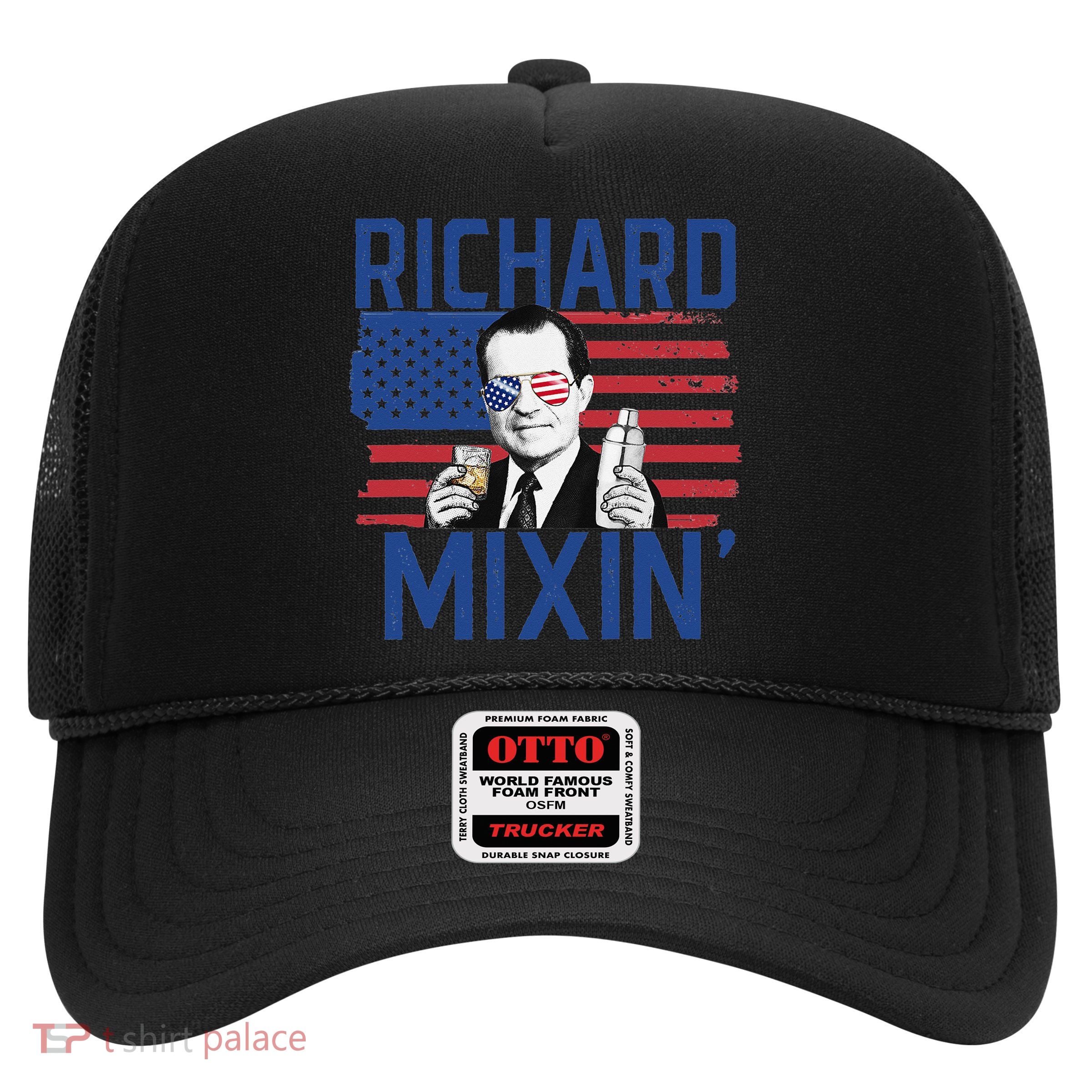 Richard Mixin' 4th Of July Funny Drinking President Nixon Trucker Hat