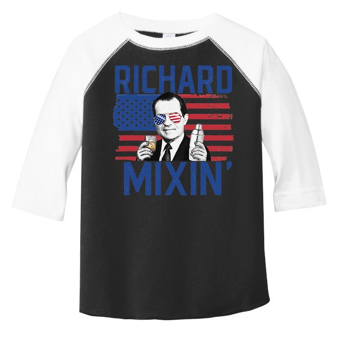 Richard Mixin' 4th Of July Funny Drinking President Nixon Toddler Fine Jersey T-Shirt