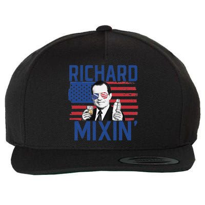 Richard Mixin' 4th Of July Funny Drinking President Nixon Wool Snapback Cap
