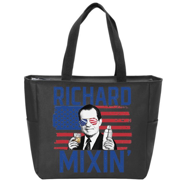 Richard Mixin' 4th Of July Funny Drinking President Nixon Zip Tote Bag