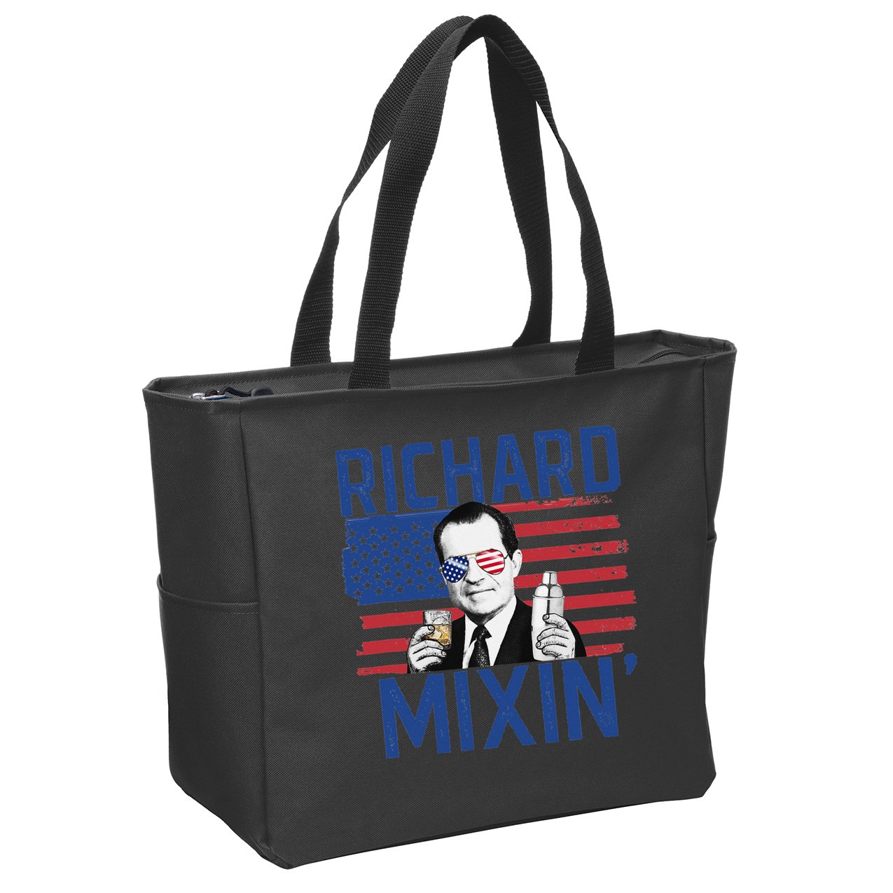 Richard Mixin' 4th Of July Funny Drinking President Nixon Zip Tote Bag