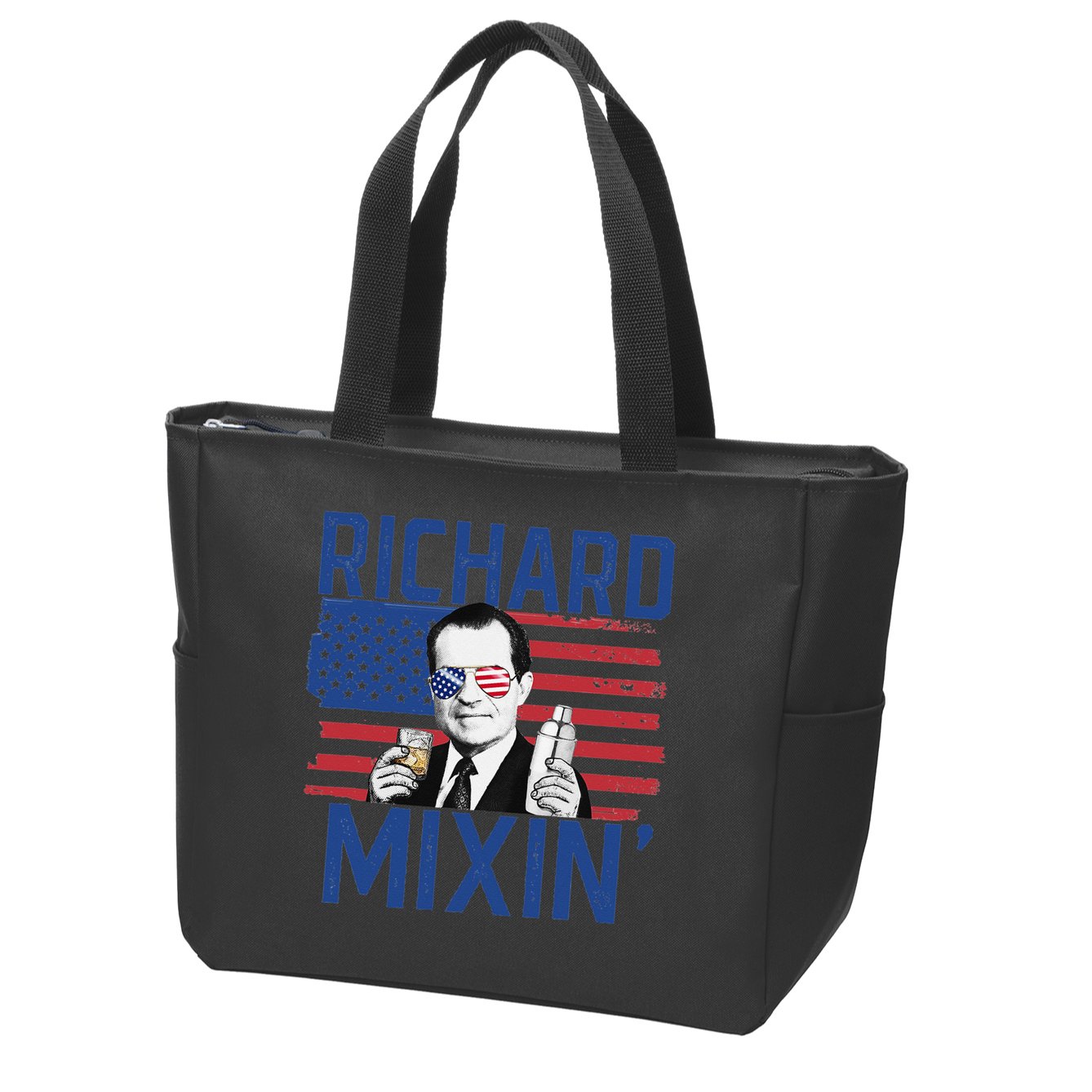 Richard Mixin' 4th Of July Funny Drinking President Nixon Zip Tote Bag
