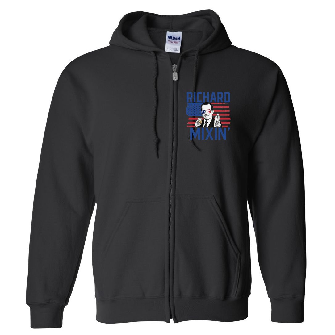 Richard Mixin' 4th Of July Funny Drinking President Nixon Full Zip Hoodie