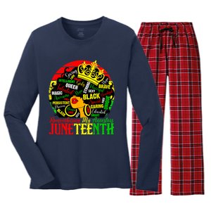 Remembering My Ancestors Juneteenth Celebrate Black Women Women's Long Sleeve Flannel Pajama Set 