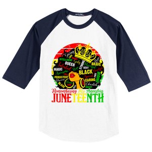 Remembering My Ancestors Juneteenth Celebrate Black Women Baseball Sleeve Shirt