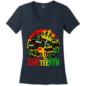 Remembering My Ancestors Juneteenth Celebrate Black Women Women's V-Neck T-Shirt