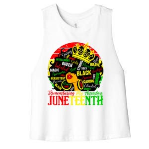 Remembering My Ancestors Juneteenth Celebrate Black Women Women's Racerback Cropped Tank