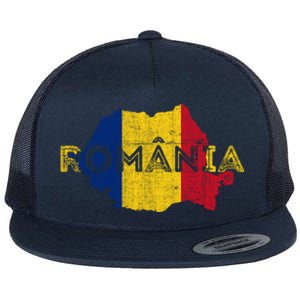 Roian Map And Flag Souvenir Gift Distressed Roia Gift Flat Bill Trucker Hat