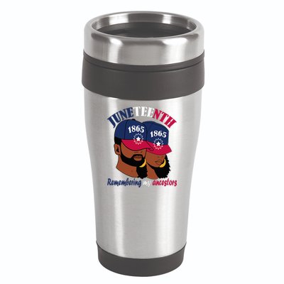 Remembering My Ancestors Juneteenth flag blue red white 16oz Travel Tumbler